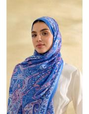 mavi eva desenli şal 2