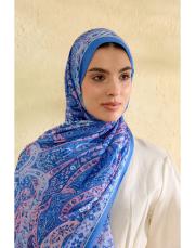mavi eva desenli şal 3