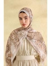bej flora desenli şal