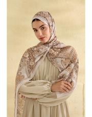 bej flora desenli şal 2