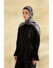 siyah flora desenli şal 3