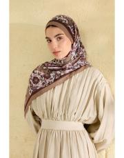 kahve flora desenli şal 2