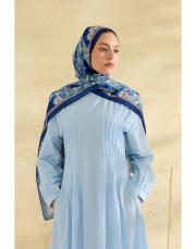 lacivert flora desenli şal