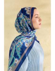lacivert flora desenli şal 3