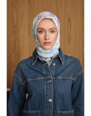 2502 mint yeşil gül twill eşarp 2