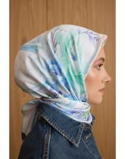 2502 mint yeşil gül twill eşarp 4