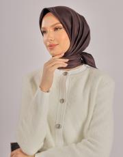 acı kahve düz twill eşarp