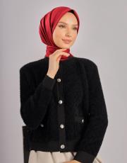 vişne düz twill eşarp