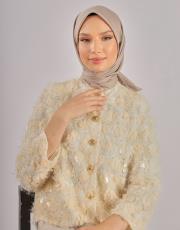 açık vizon düz twill eşarp