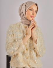 açık vizon düz twill eşarp 2