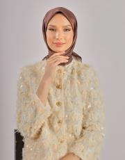 kahve düz twill eşarp