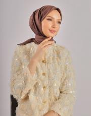 kahve düz twill eşarp 2